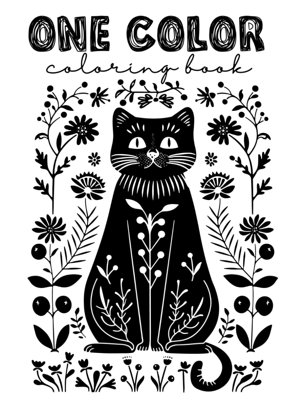 One Pen, One Color III: Adult Coloring Book, Single Color, Stress Free, Black & White, Cottagecore, Ink Tracing, Black Cat Coloring, Country Coloring, ... Book for Men (Easy & Artistic Coloring Books)