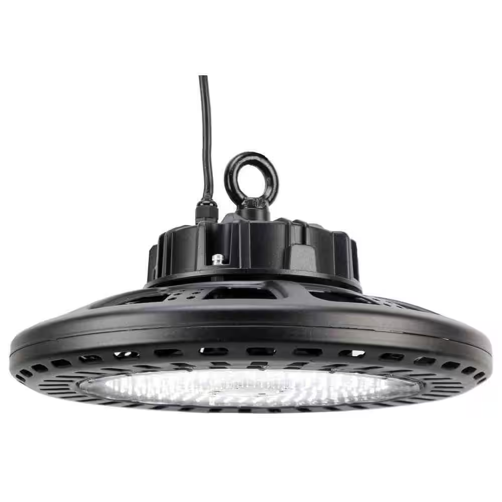 16 In. round 700-Watt Equivalent Integrated LED Dimmable Black High Bay Light 3000K/4000K/5000K