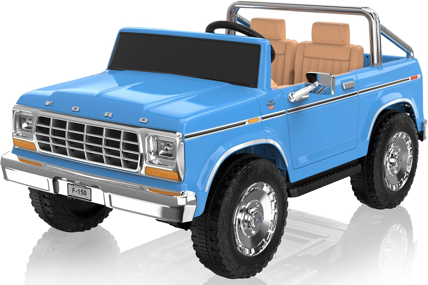 Licensed Ford F-150 24V 2 Seater Ride on Car for Kids, Blue | Retro All-Terrain