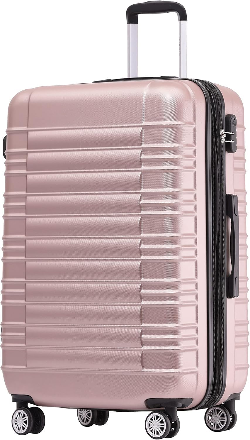 BEIBYE 2088 Zwillingsrollen Reisekoffer Koffer Trolleys Hartschale M-L-Xl-Set in 15 Farben, Erweiterbar (Rosagold, M)