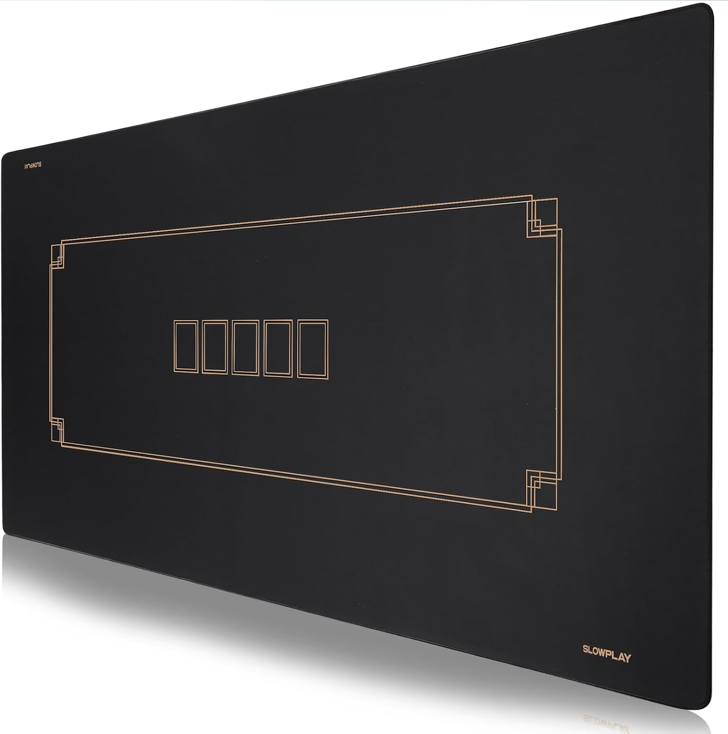 Tapete de poker Godel Texas HoldEm 94X47 pulgada para mesa portatil negro oro