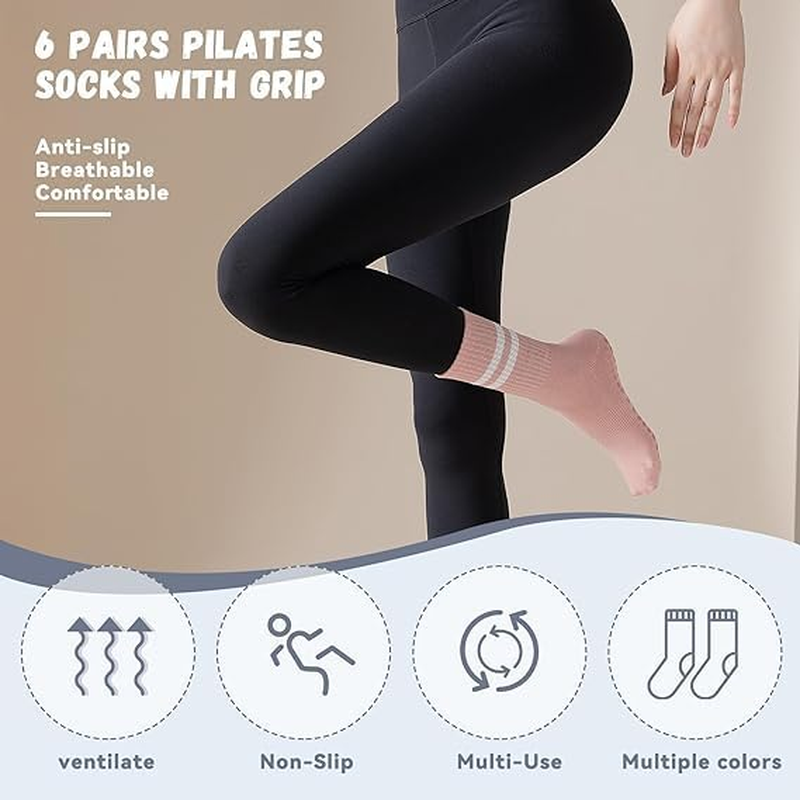 NEDLON (3 pairs) Pilates Grip Socks For Women Non-Slip (Size 35-40) Non-Slip ... - Picture 7 of 13
