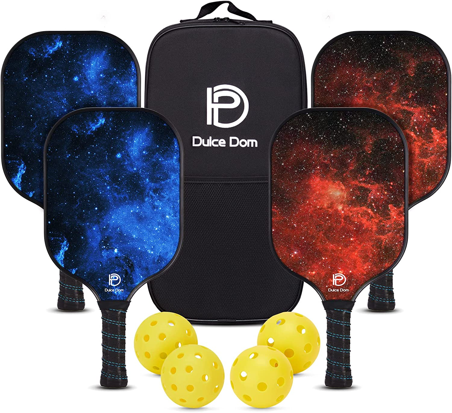 Pickleball Paddles Set of 2/4 - USAPA Approved, Fiberglass Surface Pickleball Racket with 4 Indoor Outdoor Pickleball Balls and Pickleball Bag, Ideal Training Equipment Gift for Men & Women