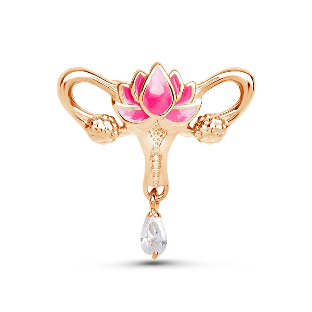 Woman'S Womb Medical Jewellery Brooch Pins Gynecology Symbol of Medical Uterus Lotus Lapel Badge for Gynecologist Nurse