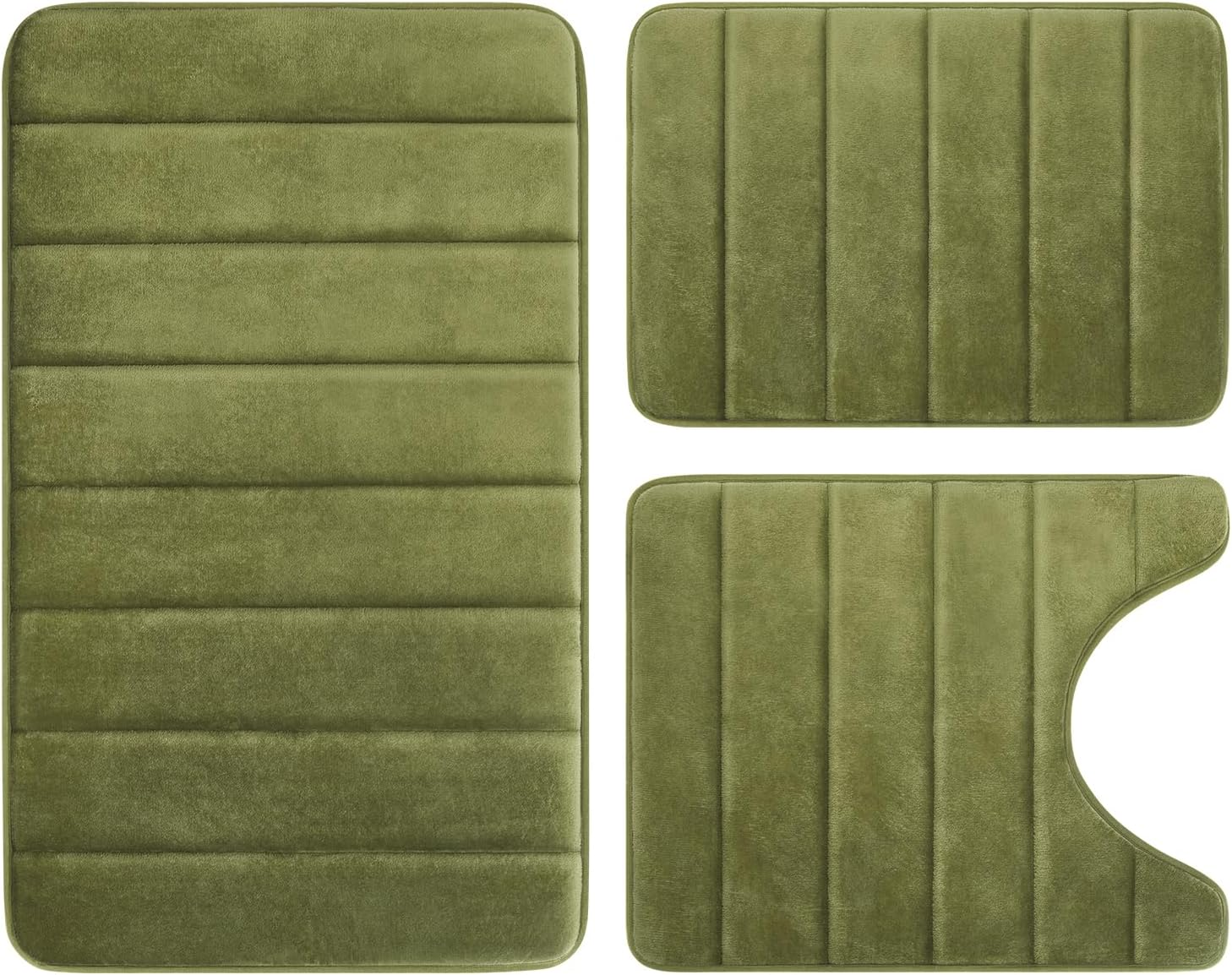 BYSURE Sage Green Memory Foam Bathroom Rug Set 3 Piece, Non Slip Extra Soft 
