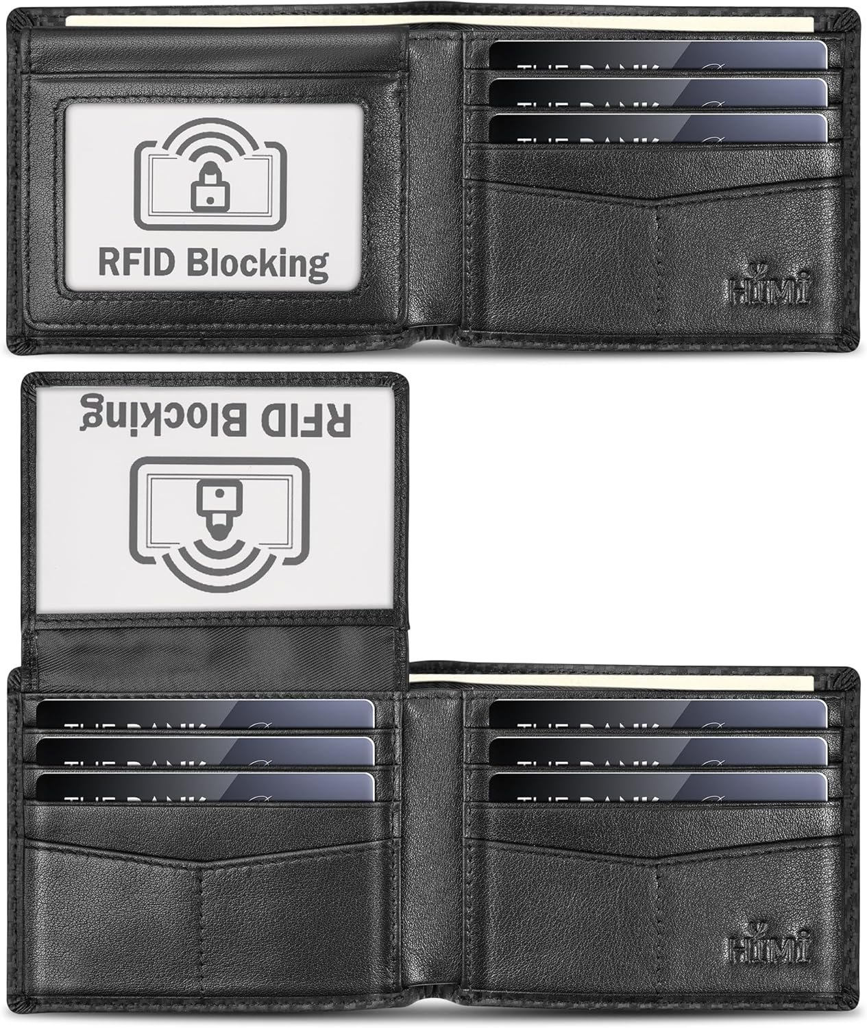 Billetera Hombre Carteras De Cuero Men Minimalista Delgadas Bloqueo Rfid Para-US