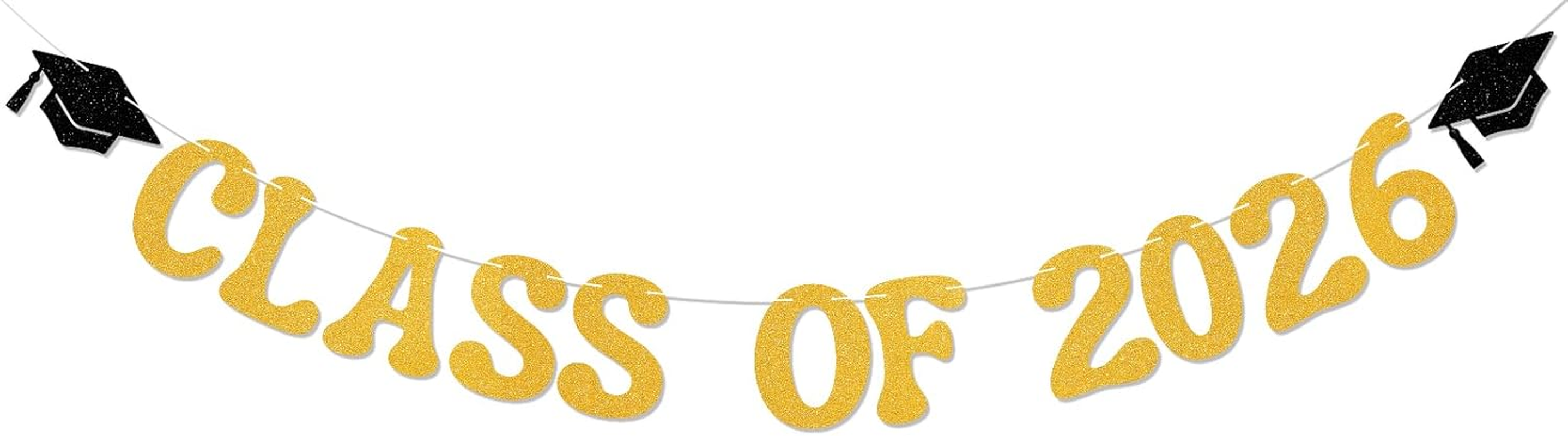 Class of 2026 Banner - Congrats Grad Decor, 2026 High School College Graduation Pary Decorations Gold Glitter
