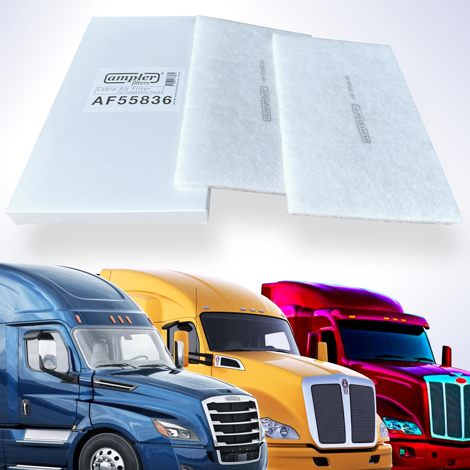 Ampler'S 2-Pack Cabin Air Filters – Compatible with Freightliner CASCADIA, Kenworth T680, Peterbilt 579 – Replaces BOA84032457001, AF55836, SR2000091, W2084001