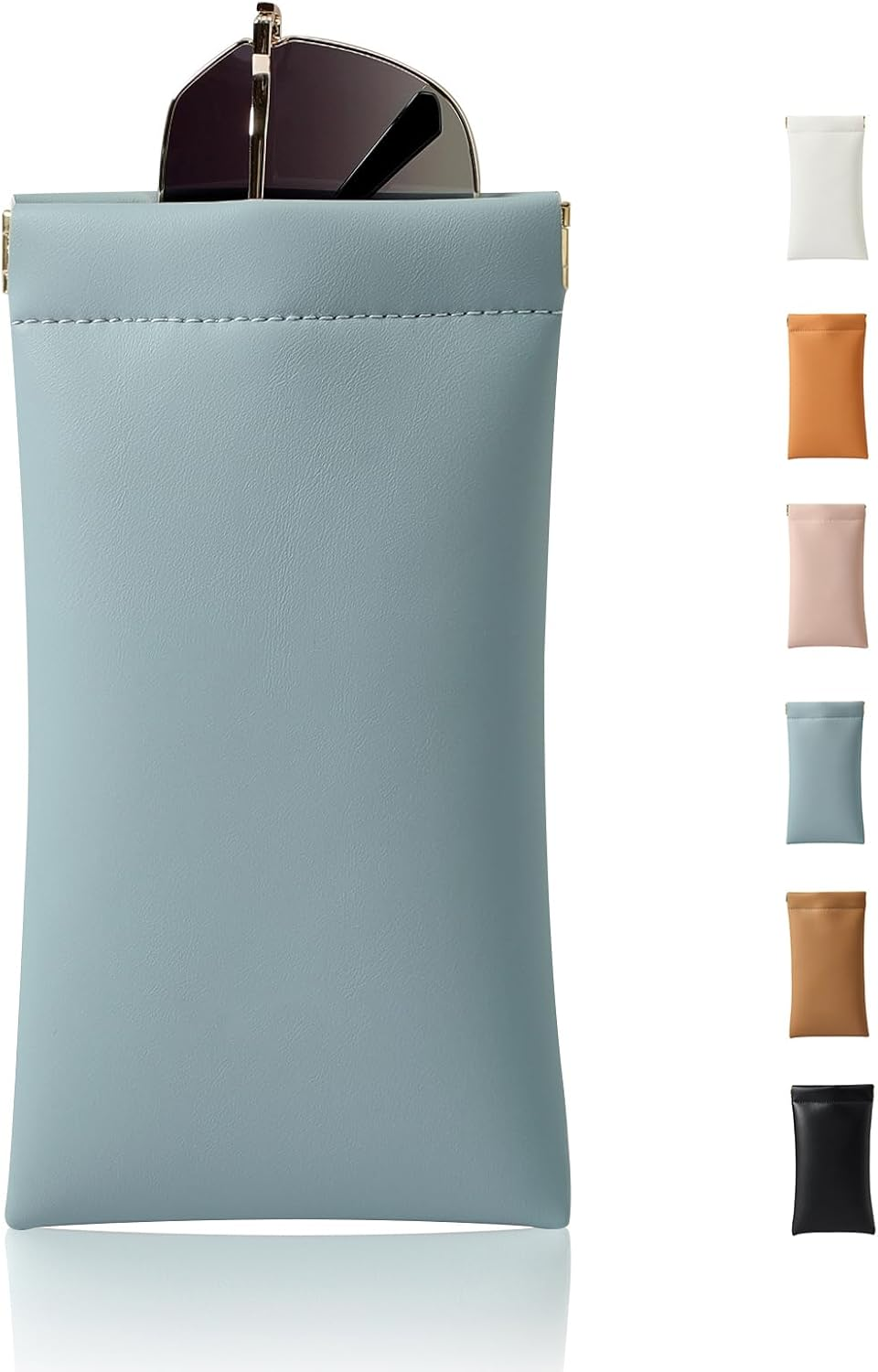 Squeeze Top Sunglass Case, New Organosilicon Soft Leather Eyeglass Glass Case Travel Large Sunglasses Pouch