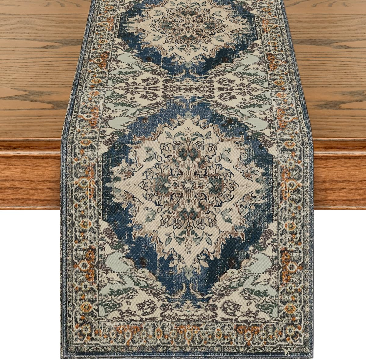 Boho Bohemia Style Black Table Runner, Country Rustic Farmhouse Magical Fall Kitchen Dining Table Decoration for Home Party Decor 13X72 Inch