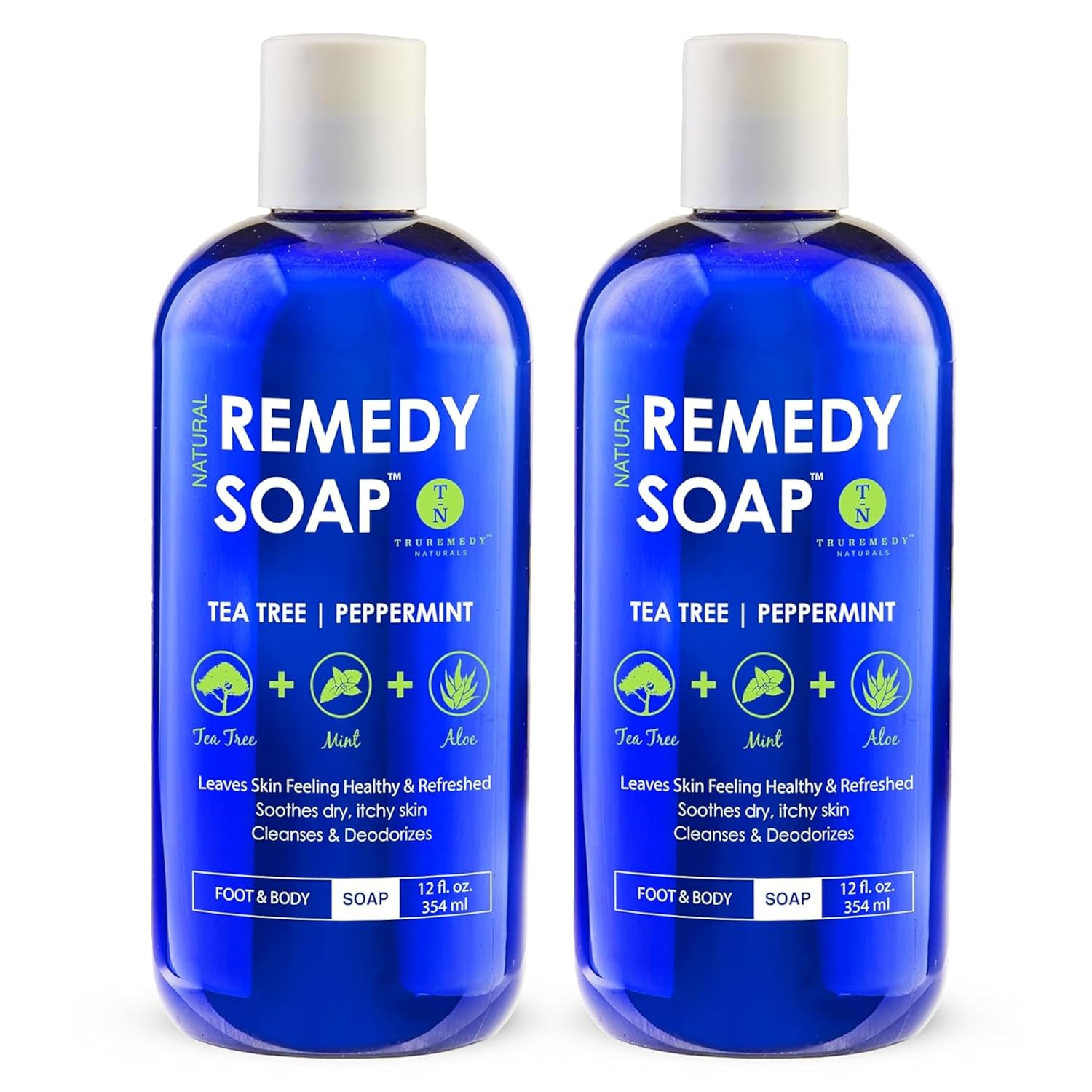 12Oz Tea Tree Oil Body Wash - Pack of 2 - Tea Tree Soap with Aloe and Peppermint Oil - Moisturizing Foot Wash - Suitable for All Skin Types
