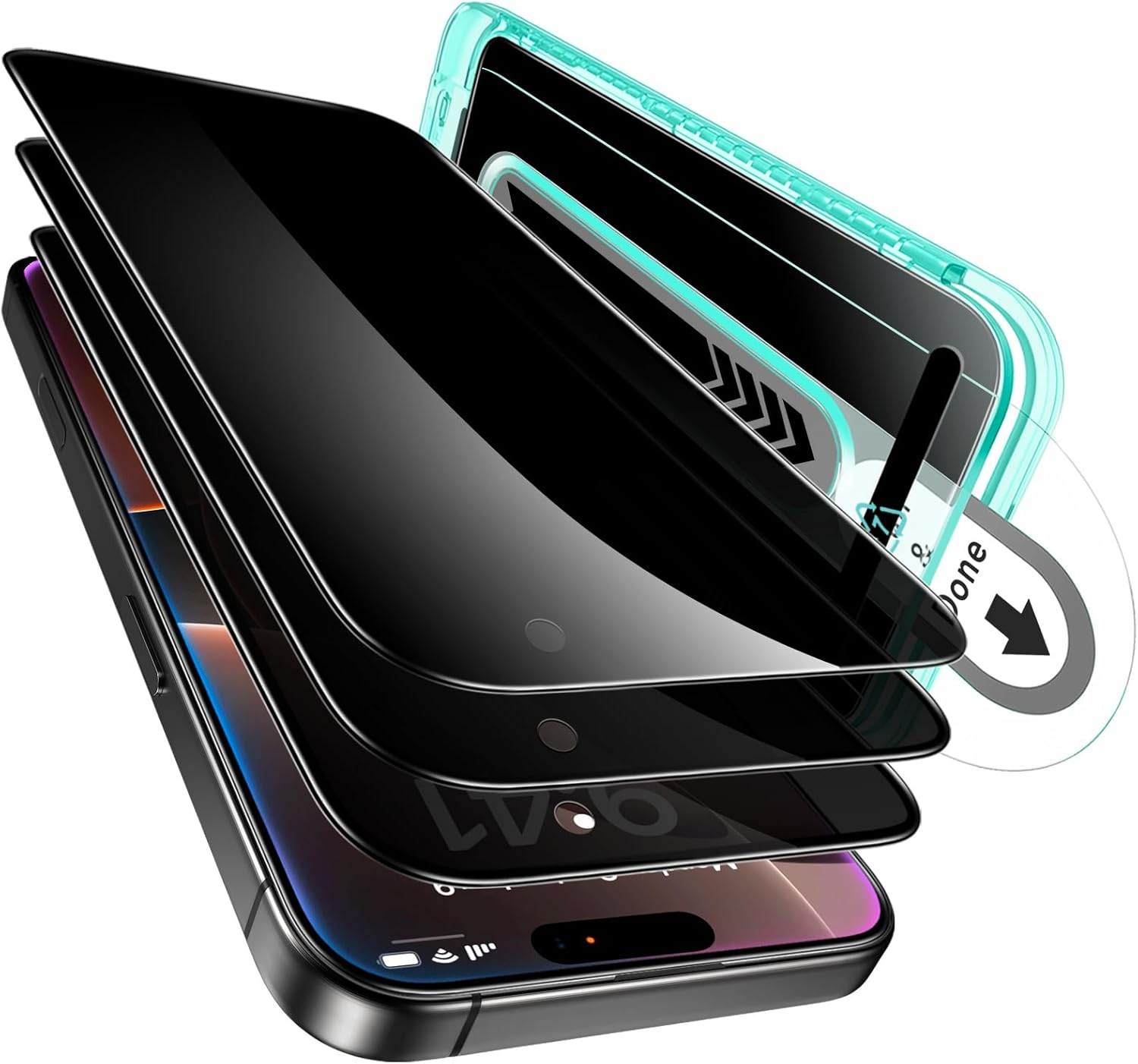 3 Pack for Iphone 16 Pro Max Privacy Screen Protector, Anti-Spy Tempered-Glass Privacy Screen Protector with Flawless Fit Tray