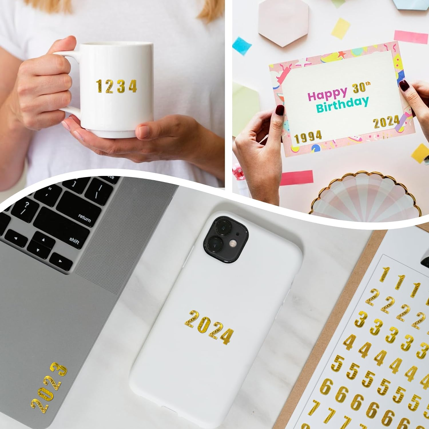7 Sheets Number Stickers, 1 inch Gold Number Stickers, Graduation Cap Sticker... - Picture 8 of 14