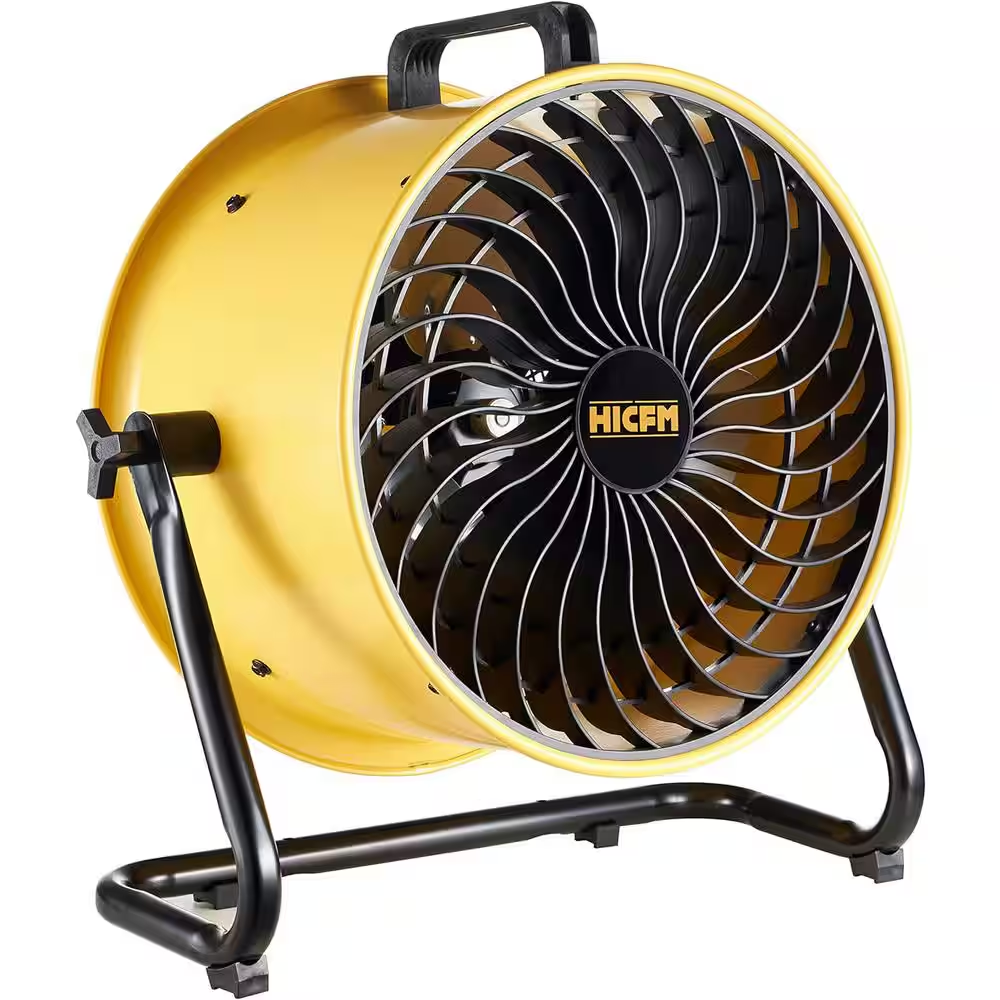 16 In. 3 Speeds Heavy Duty High Velocity Turbo Floor Fan in Yellow with Adjustable Head