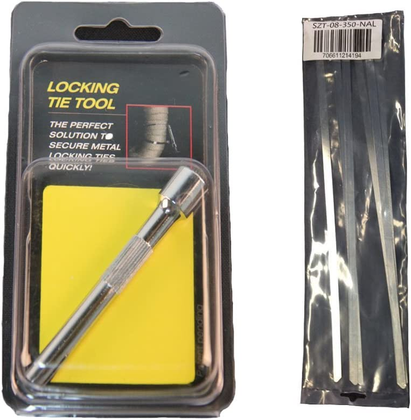 Exhaust Header Heat Wrap Locking Tie Tightening Tool+ 8MM Stainless Steel Coated