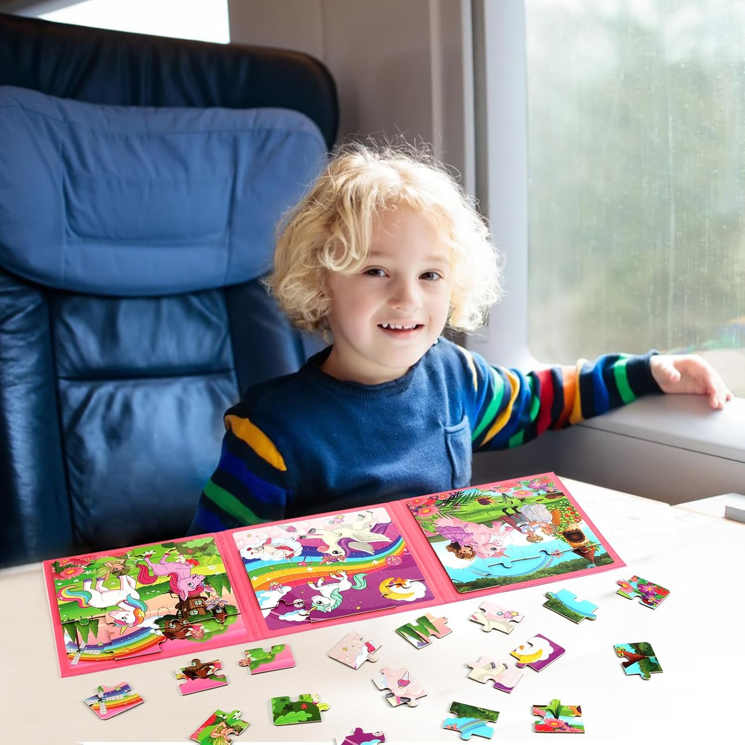 Magnetic Puzzles for Kids Ages 4-6, 20-Piece Toddler Travel Toys Unicorn Prin... - Picture 7 of 16