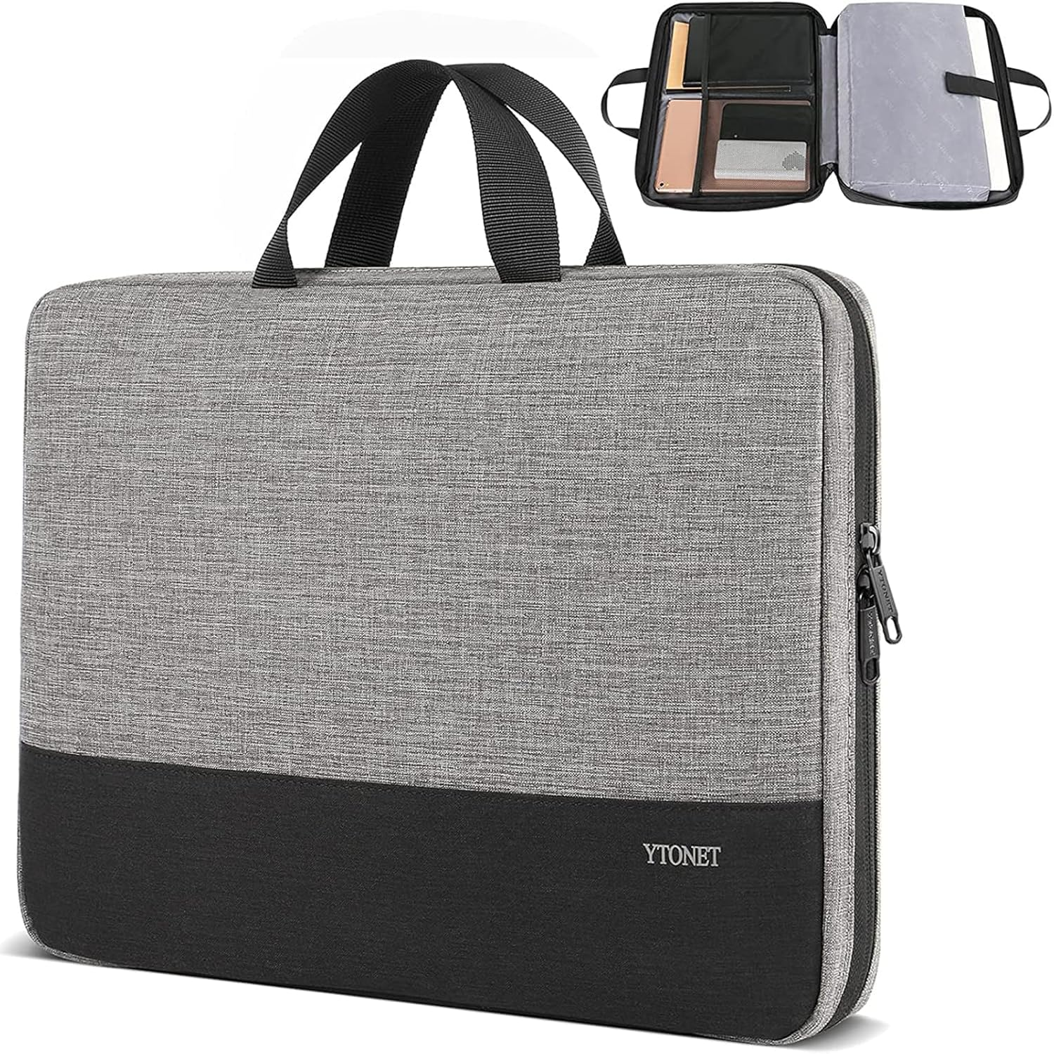 15.6 Inch Laptop Case TSA Sleeve Water Resistant Computer Bag Grey