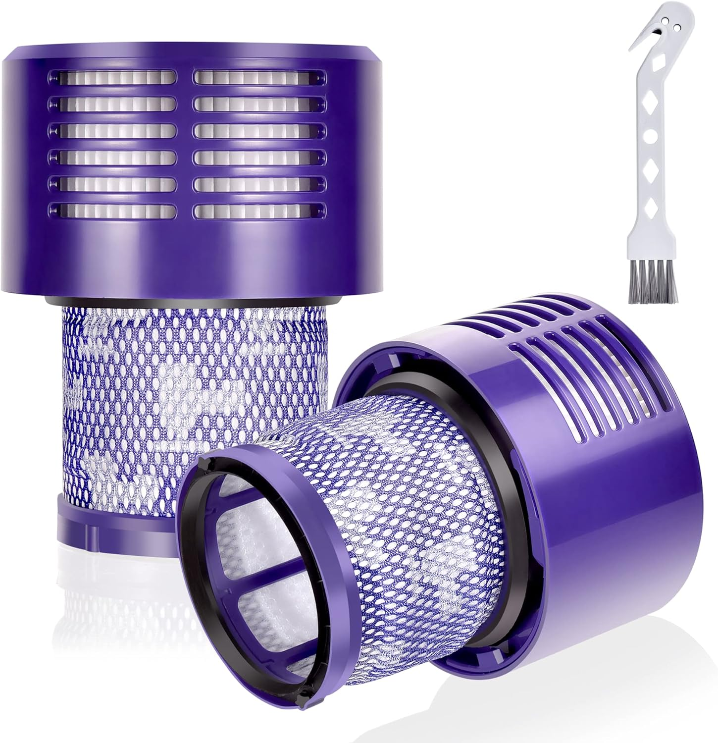 Vacuum Filter Replacements for Dyson V10 Cyclone Series, V10 Animal, V10 Absolute, V10 Total Clean, SV12, Part No. 969082-01 (2 Pack Filters and 1 Clean Brush)
