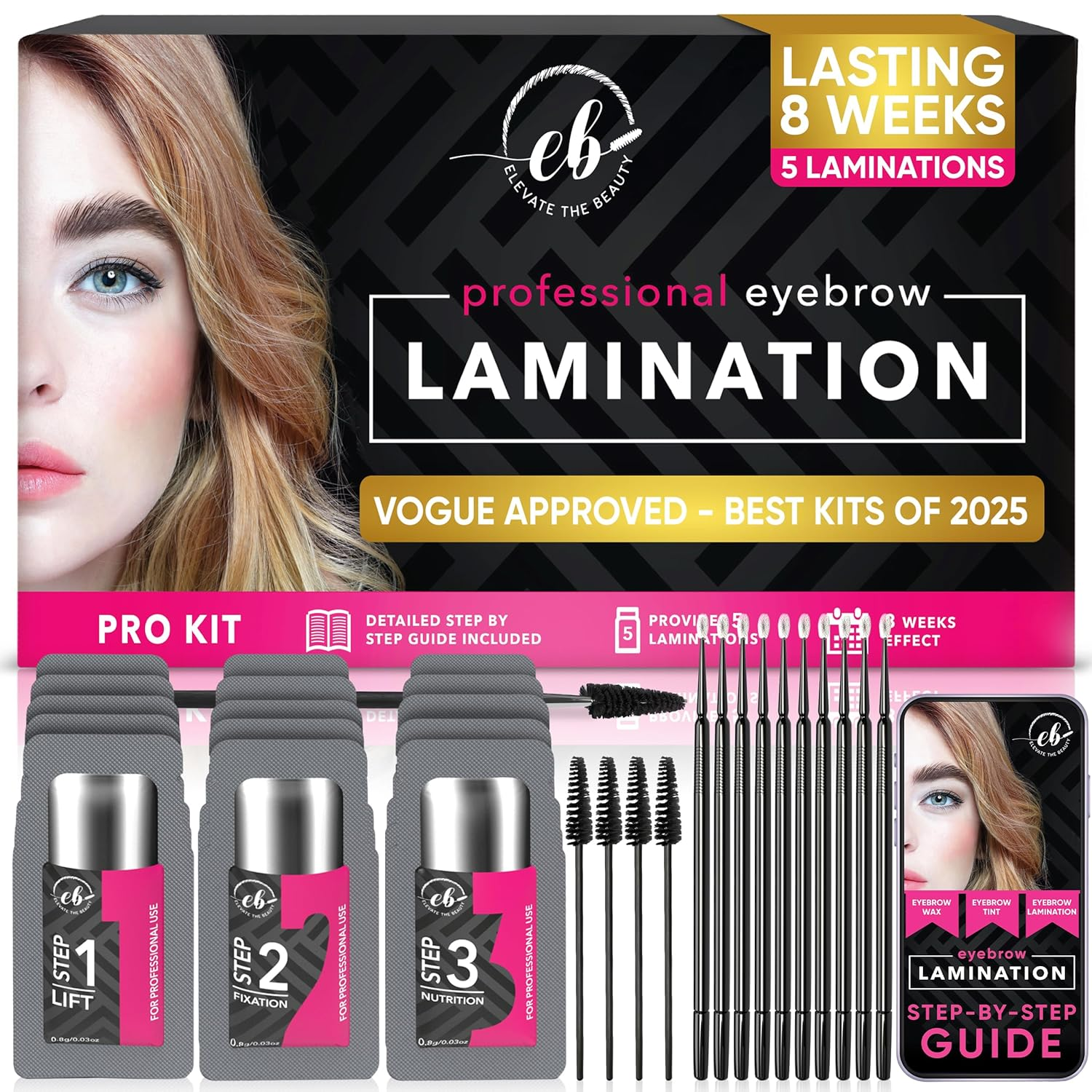 Professional Brow Lamination Kit | Eyebrow Lamination Kit for Professional or DIY Use at Home | Easy to Use | Brows Brushes Added