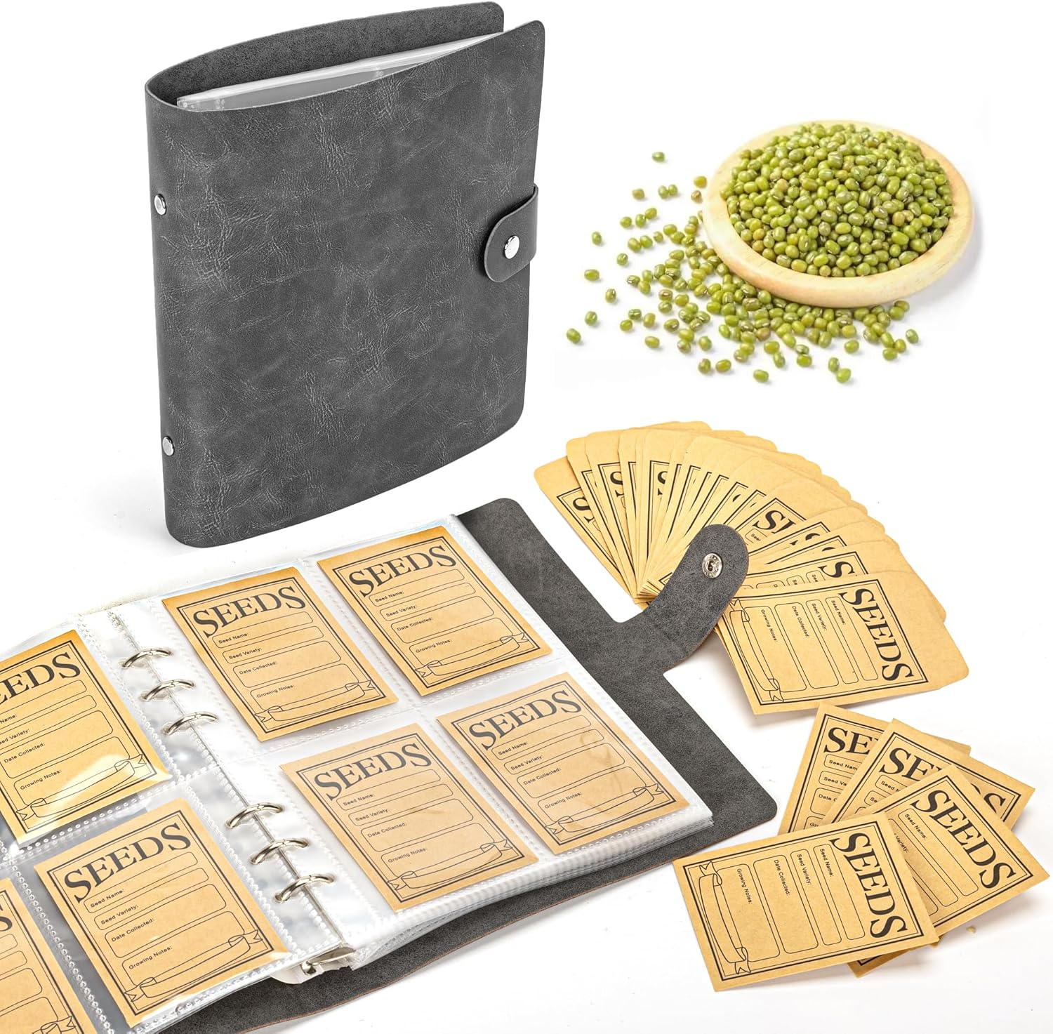 Seed Storage Organizer, 200 Pockets Seed Organizer Binder with 100Pcs Sealing 