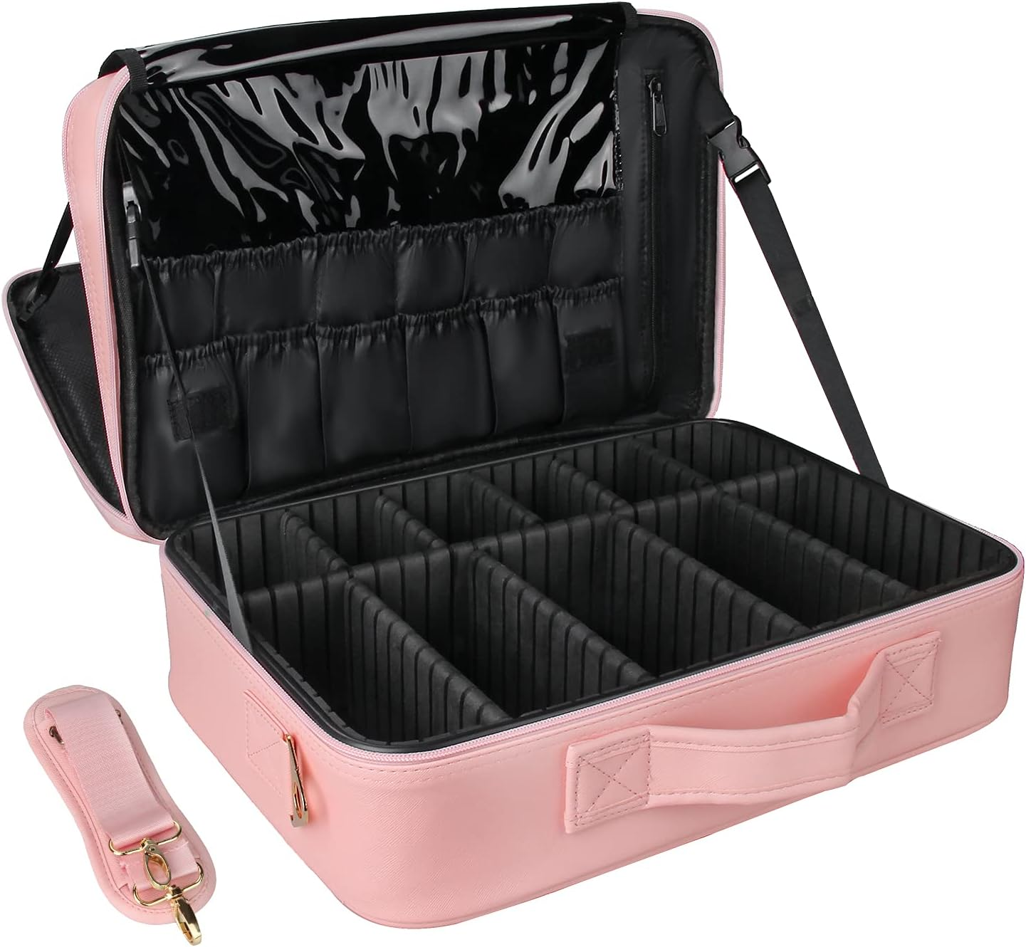 Samtour Makeup Train Case Cosmetic Bag Professional Brush Organizer and Stora... - Picture 10 of 11