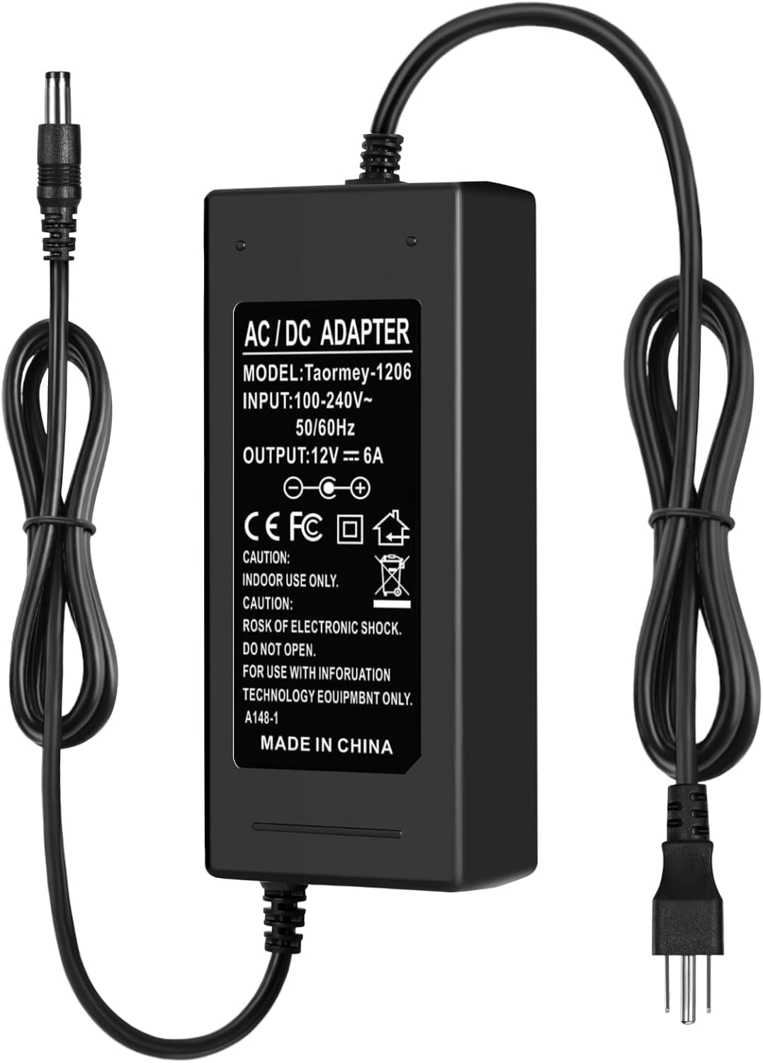 12V Power Supply 6A 72W AC/DC Adapter, AC 100-240V to DC 12 Volt 6 Amp Power Converter Low Voltage Transformer with 5.5 X 2.1Mm DC Tip for LED Strip Security CCTV Cameras Router LCD Monitor