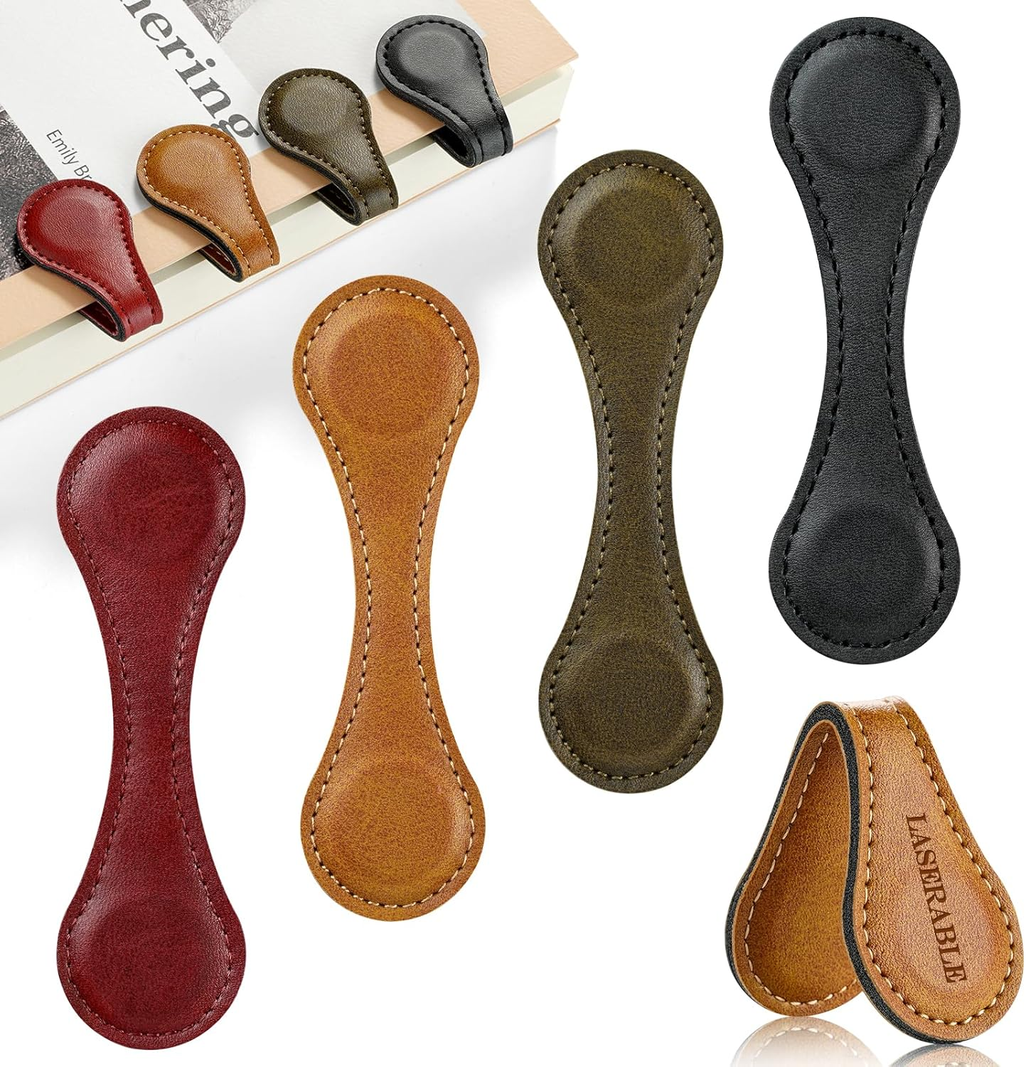 4 Pcs Bookmarks, Classic Stitched Leather Bookmark, Lasable Engravable