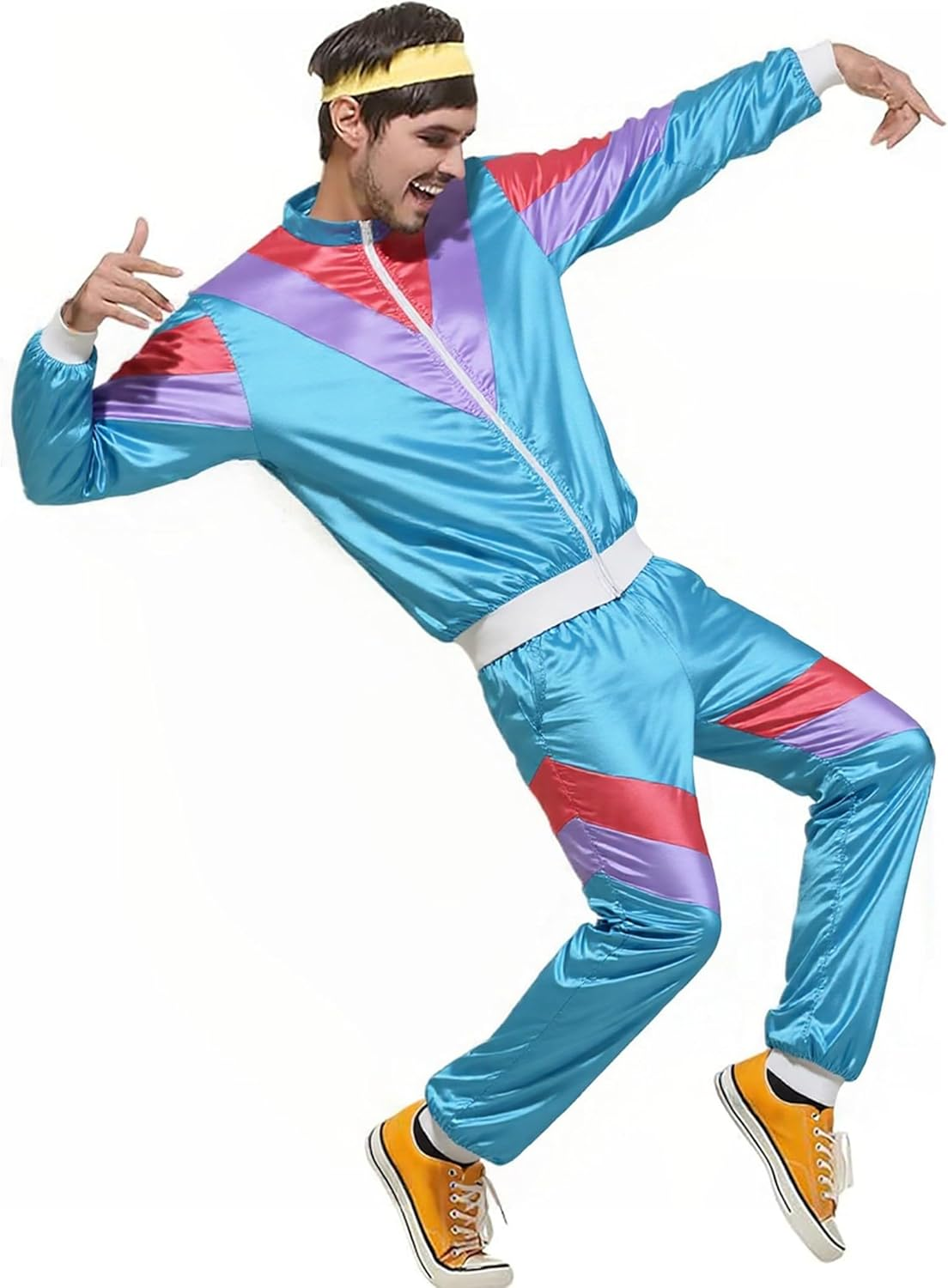 COSOUKE 70s 80s Retro Costume Men Women Shell Suit Halloween Disco Costumes f... - Picture 2 of 16