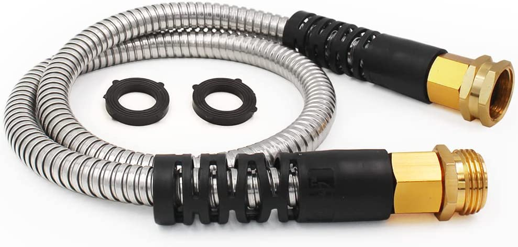 3 feet Metal Garden Hose, Lightweight Portable Durable Cool to The Touch Drinking Water Safe (3FT SS)