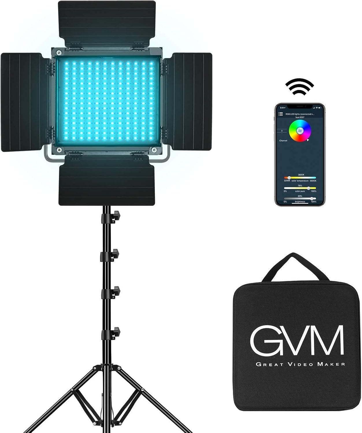 GVM RGB LED Video Light, 800D Studio Light with APP Control