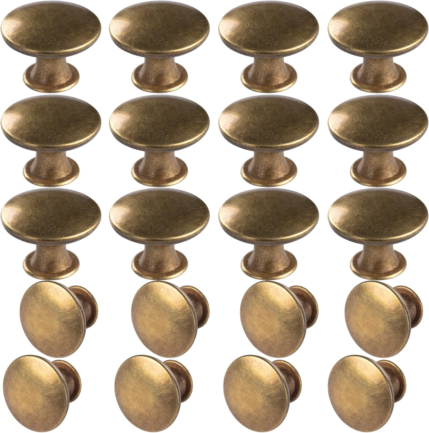 20 Pack Brass round Antique Brass Kitchen Cabinet Knobs Cupboard Door Knobs Drawer Handle Pulls Dresser Knobs with 21 Pcs Screws for Bathroom Drawer Door Hardware