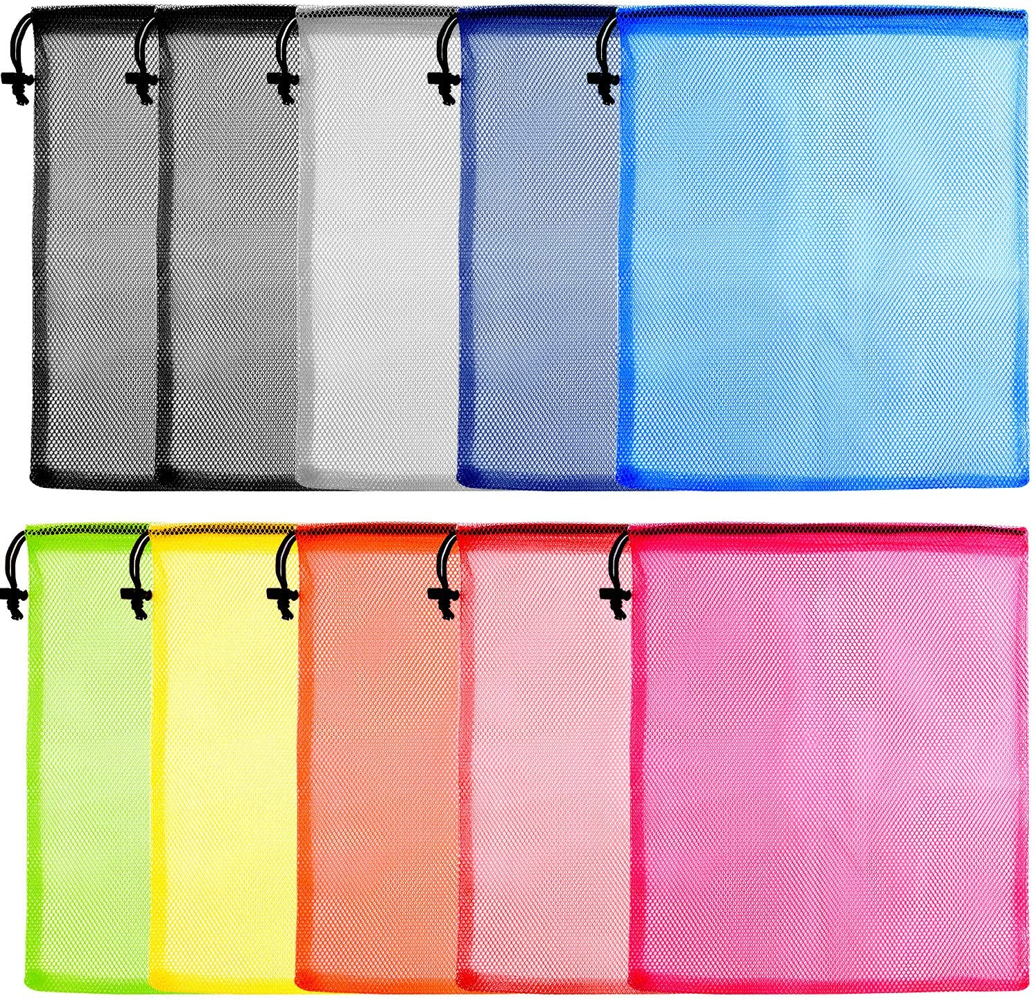 10 Pcs Mesh Drawstring Bag, Laundry Bag, Mesh Stuff Sack, Golf Ball Bag, Nylon Mesh Bag for Storage, Travel and Sports