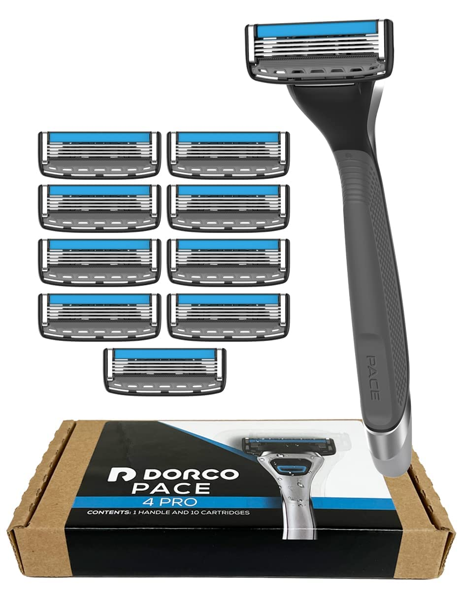 Pace 4 Pro - Four Blade Razor Shaving System - 10 Pack (10 Cartridges + 1