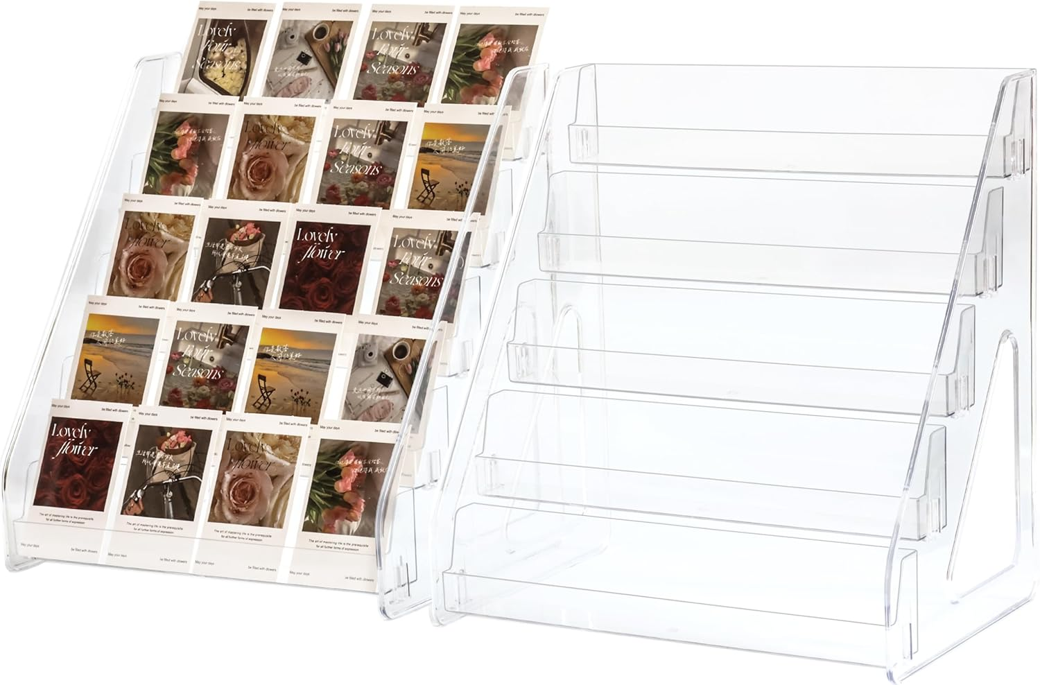 5-Tier Clear Card Display Stand - 2 Pack for Greeting Cards and Collectibles