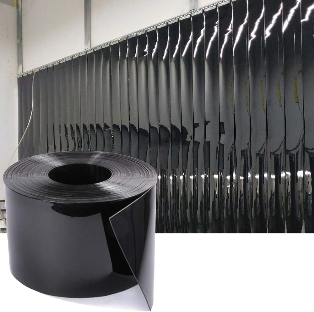 Plastic Strip Door Curtain Black, 148 Ft * 7.5 in * 0.06 in | Commercial Flat PVC Curtain Vinyl Roll, for Separating AC Spaces, Entry to Workshop, Barn, Warehouse, Shed & Garage