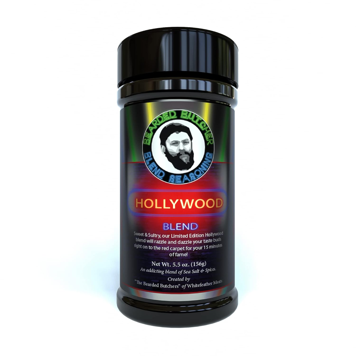 Bearded Butchers Hollywood Blend Seasoning, 5.5 Oz Shaker – Sweet & Sultry with Cane Sugar & Molasses, Perfect for Pork Ribs, Pulled Pork, Brisket, Chicken – No MSG, Gluten-Free