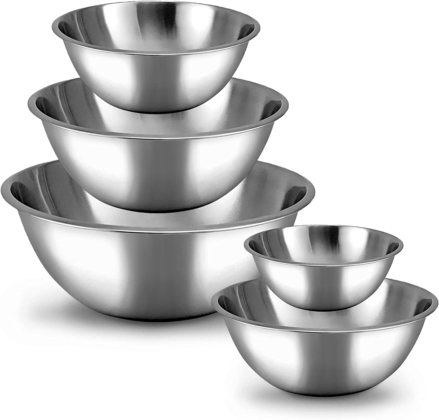 Meal Prep Stainless Steel Mixing Bowl (5-Piece Set) Home, Refrigerator, and Kitchen Food Storage Organizers | Ecofriendly, Heavy Duty, No Lids