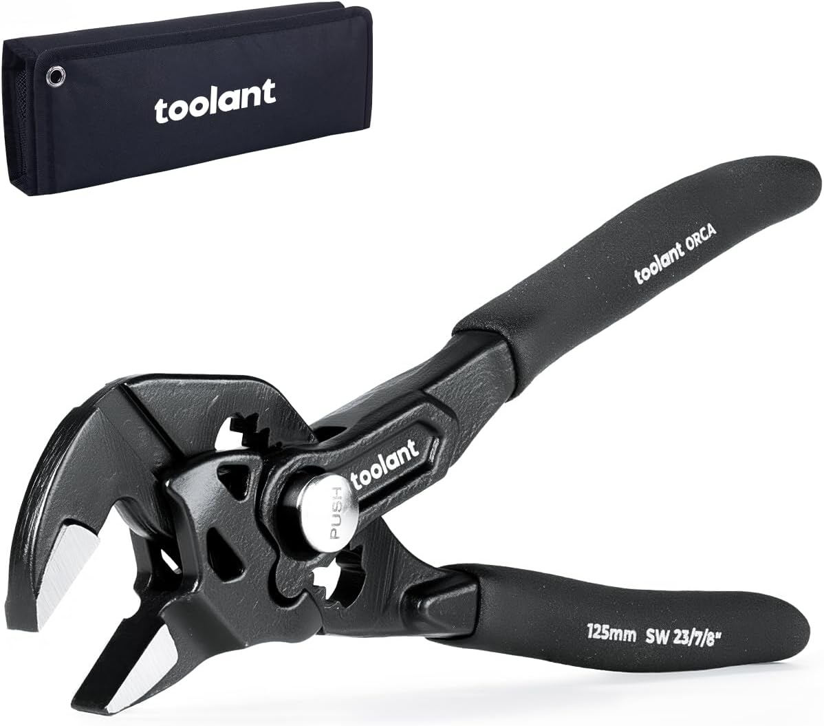 Toolant 5-Inch Pocket Adjustable Plier Wrench, Zinc Phosphate CR-V Steel with Smooth Parallel Jaws and Pouch – Compact Portable Wrench for Plumbing, Nuts, Auto & Home Repairs
