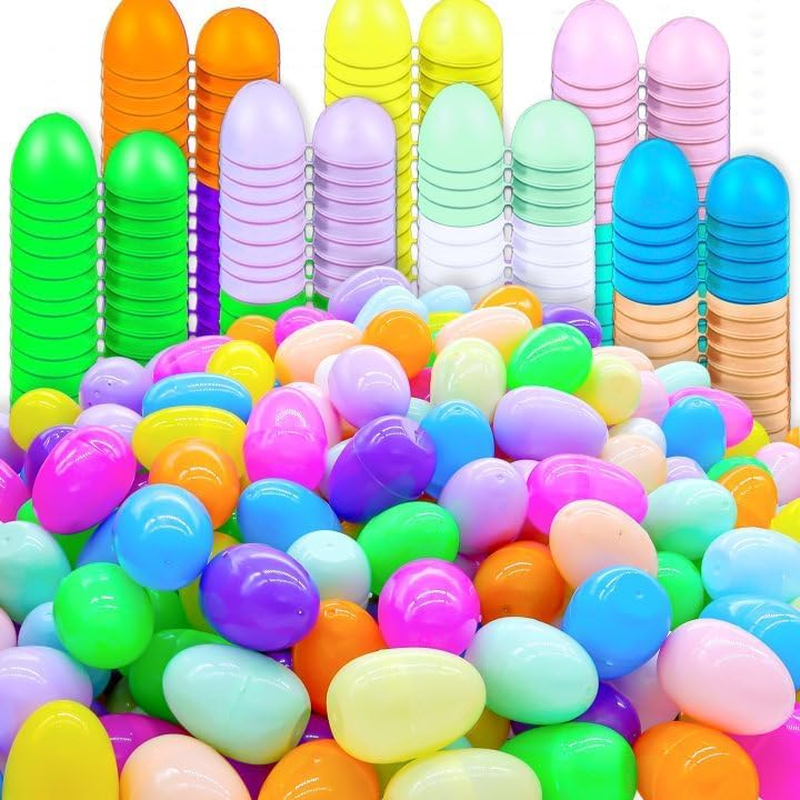 50 Pack Empty Plastic Easter Eggs Fillable Printed Basket Stuffers Kids