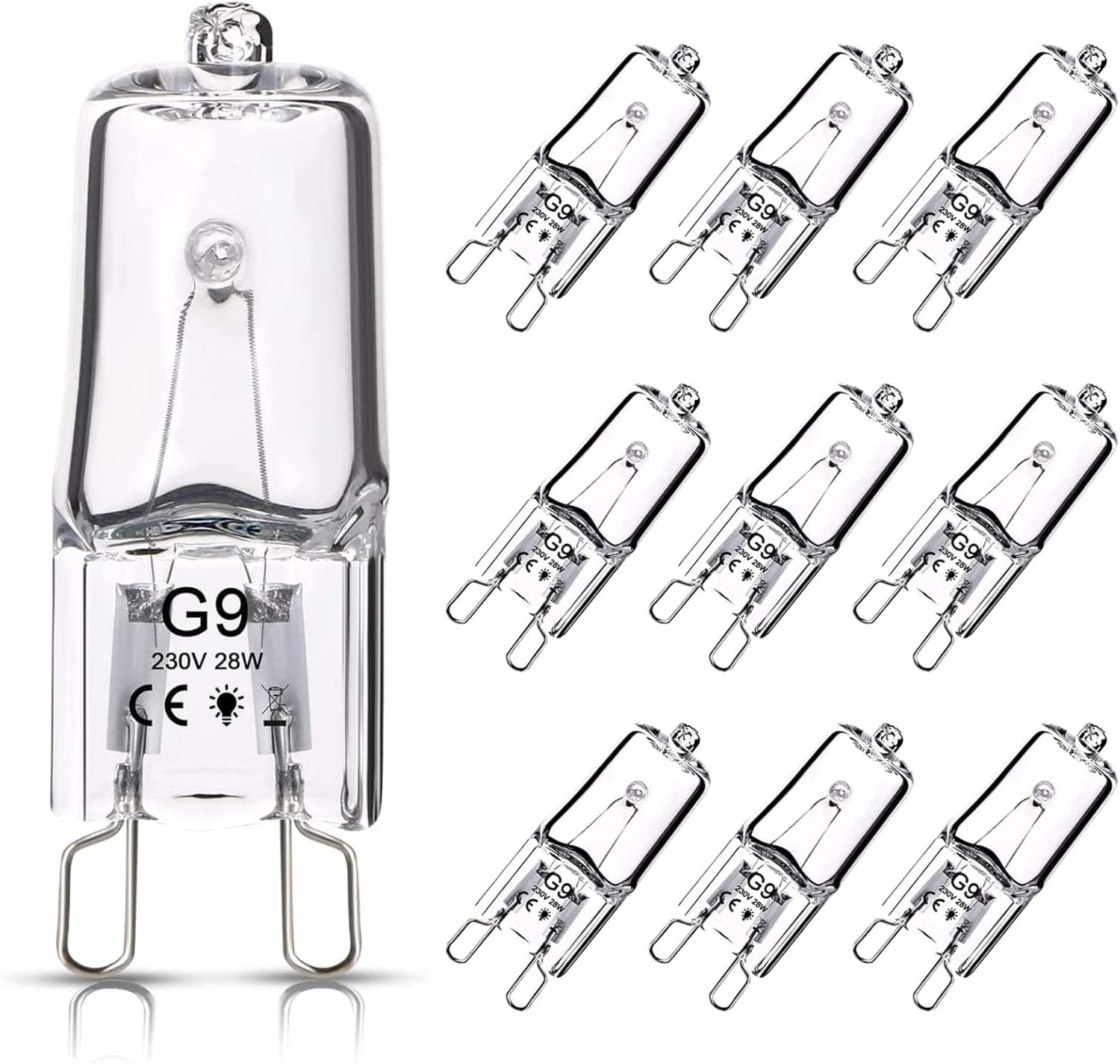 G9 Halogen Leuchtmittel, 10 Stück Kapsel Lampe Dimmbar 28W 230V Warmweiße Lampen 2800K Für Backofen Mikrowellen Herd Deckenleuchten