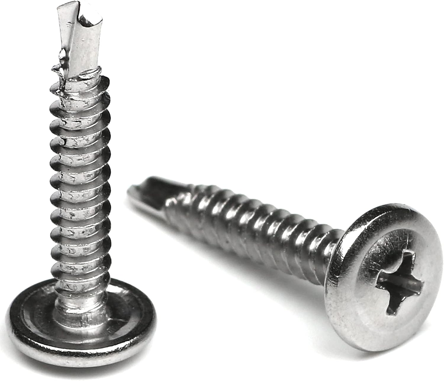 100 Pack 410 Stainless Steel Wafer Head Phillips Self Drilling Screws Sheet Metal Tek Screws, Modified Truss Head Self Driller - Size: #8 X 1