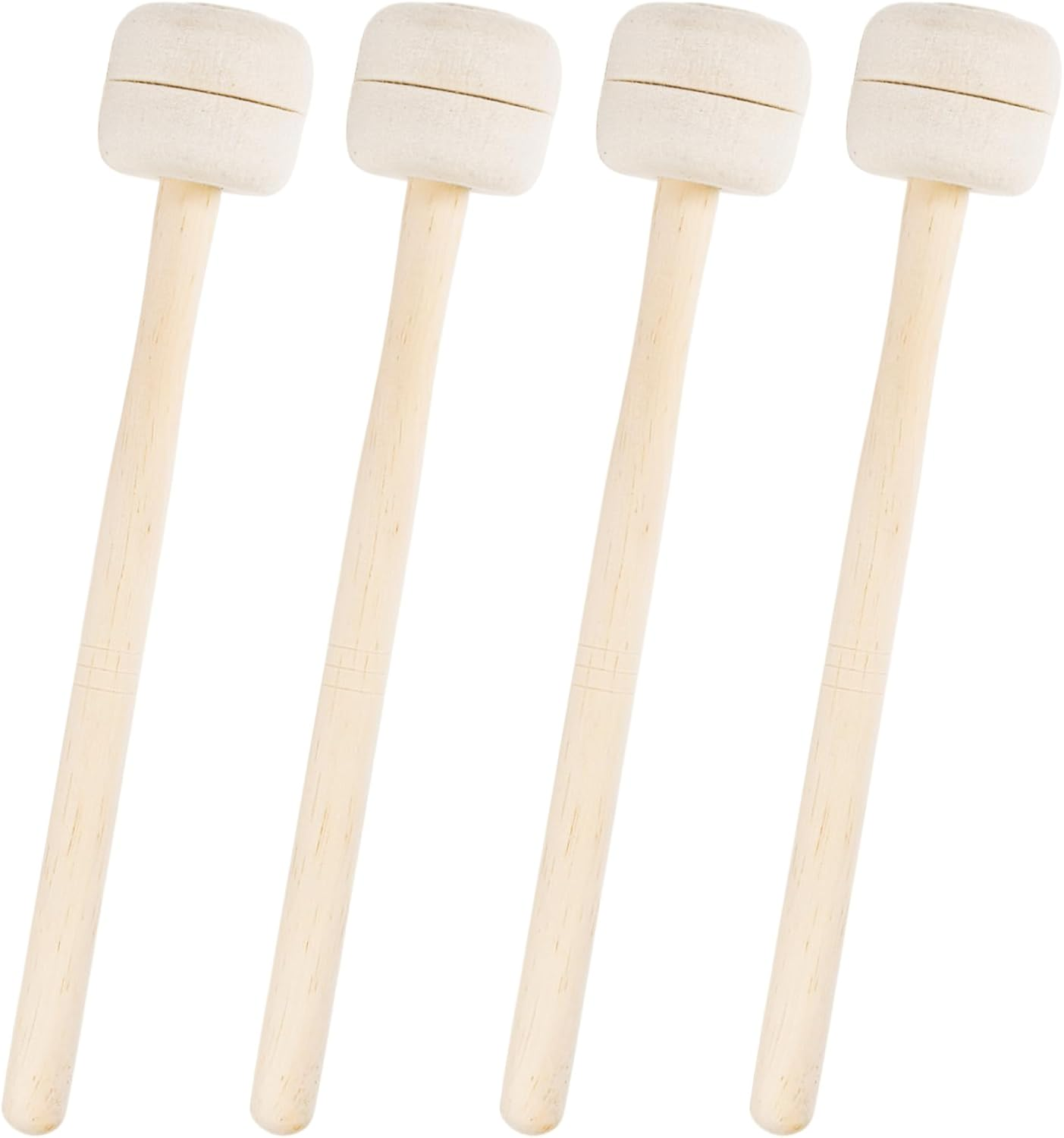 YOUEON 2 Pairs Drum Mallets Felt, 13.4 Inch Long Wool Felt Drum Stick with Maple Handle, Anti-Slip Bass Percussion Sticks Instrument Band Accessory for Bass Drums, Marching Drums, Beige