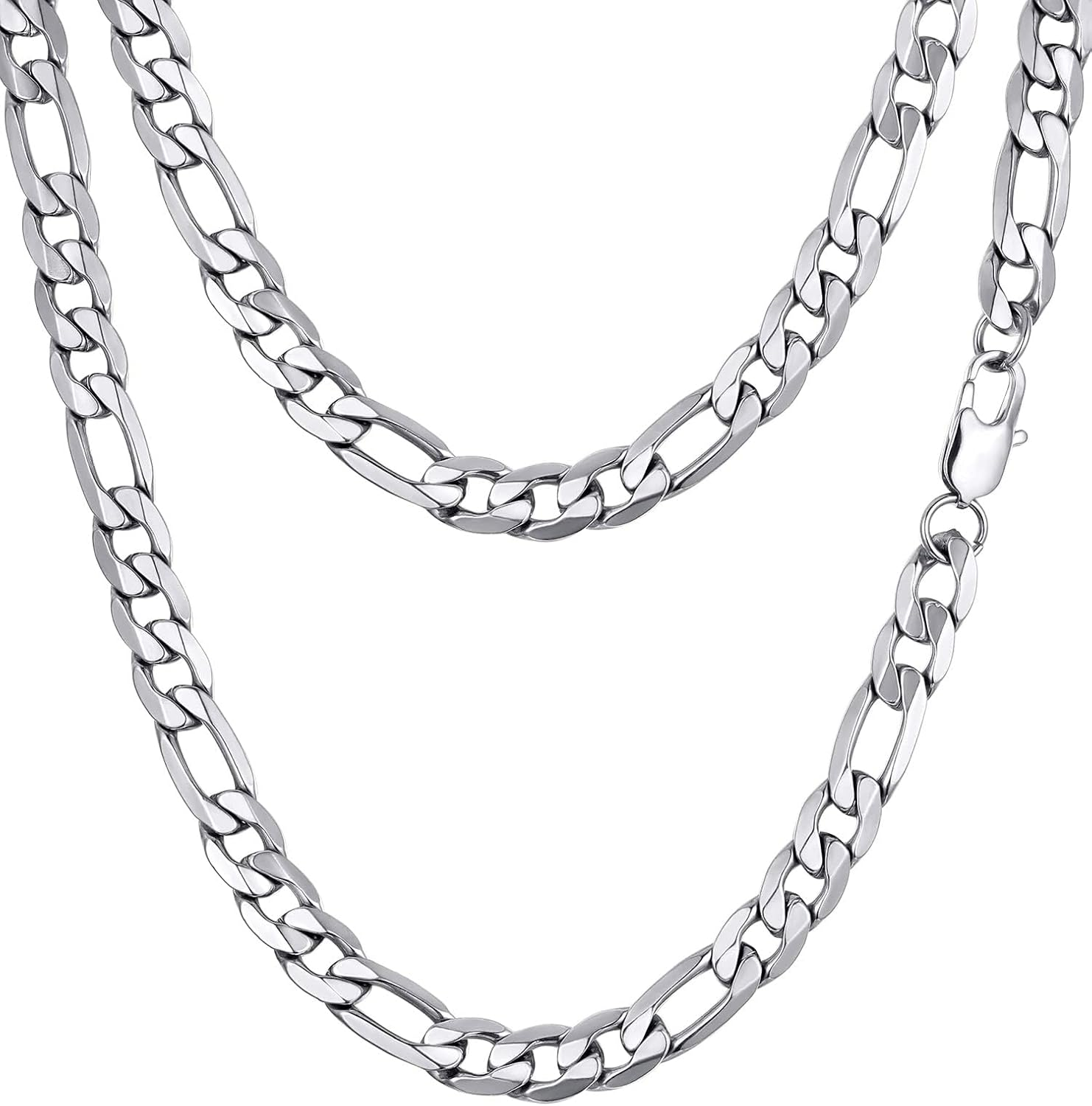 316L Stainless Steel Figaro Cuban Chain Necklace for Men, Black/18K Real Gold Plated, 4/5/6/7.5/9/10/13Mm, 14Inch-30Inch, Come with Box