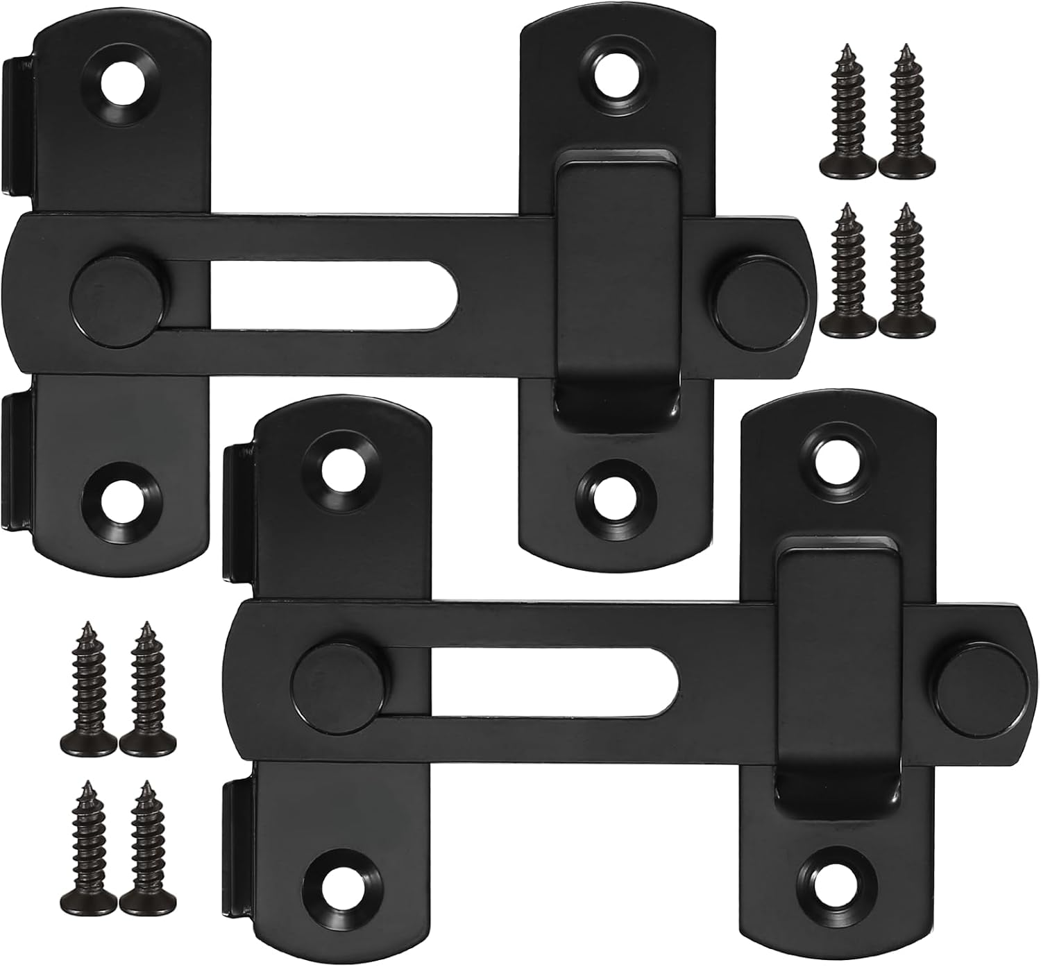 2Pcs 180° Degree Flip Sliding Barn Door Locks and Latches, Sliding Barn Door Locks, Black Gate Latch Bolt Buckle Lock for Barn Door, Pet Door, Bathroom, Garage, Window, Sliding Door Lock