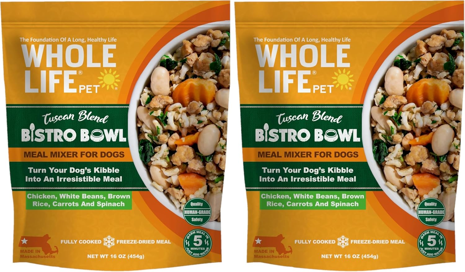Whole Life Pet Bistro Bowl for Dogs - Human Grade Meal Mixer Food Topper - Healthy Whole Food Ingredients, Protein Rich, All Natural - Picky Eaters (Pack of 2)