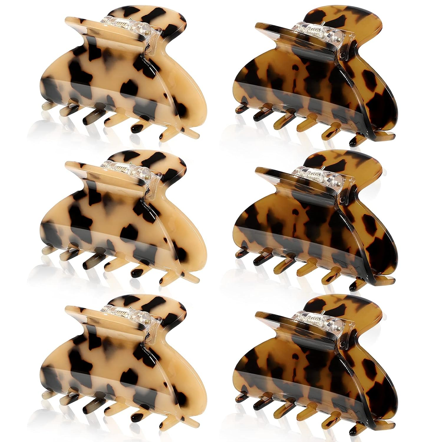WILLBOND 6 Pieces Medium Hair Claw Clips for Thin Hair 2.6 Inch Tortoise Shell Clip Banana Jaw Hairpin French Style Barrettes Head Accessories for Women Girls(Vivid Patterns)