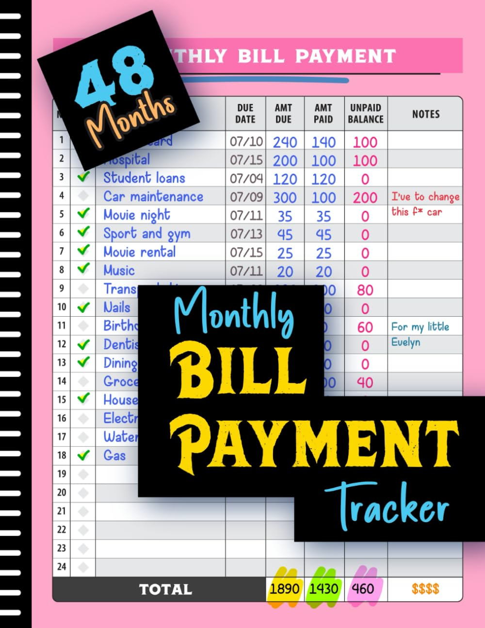 Independently Published Monthly Bill Payment Tracker: 48 Months Expense and Bill Tracker with Calendar & Debt Payoff Planner (2023, 6 X 9 Inches)