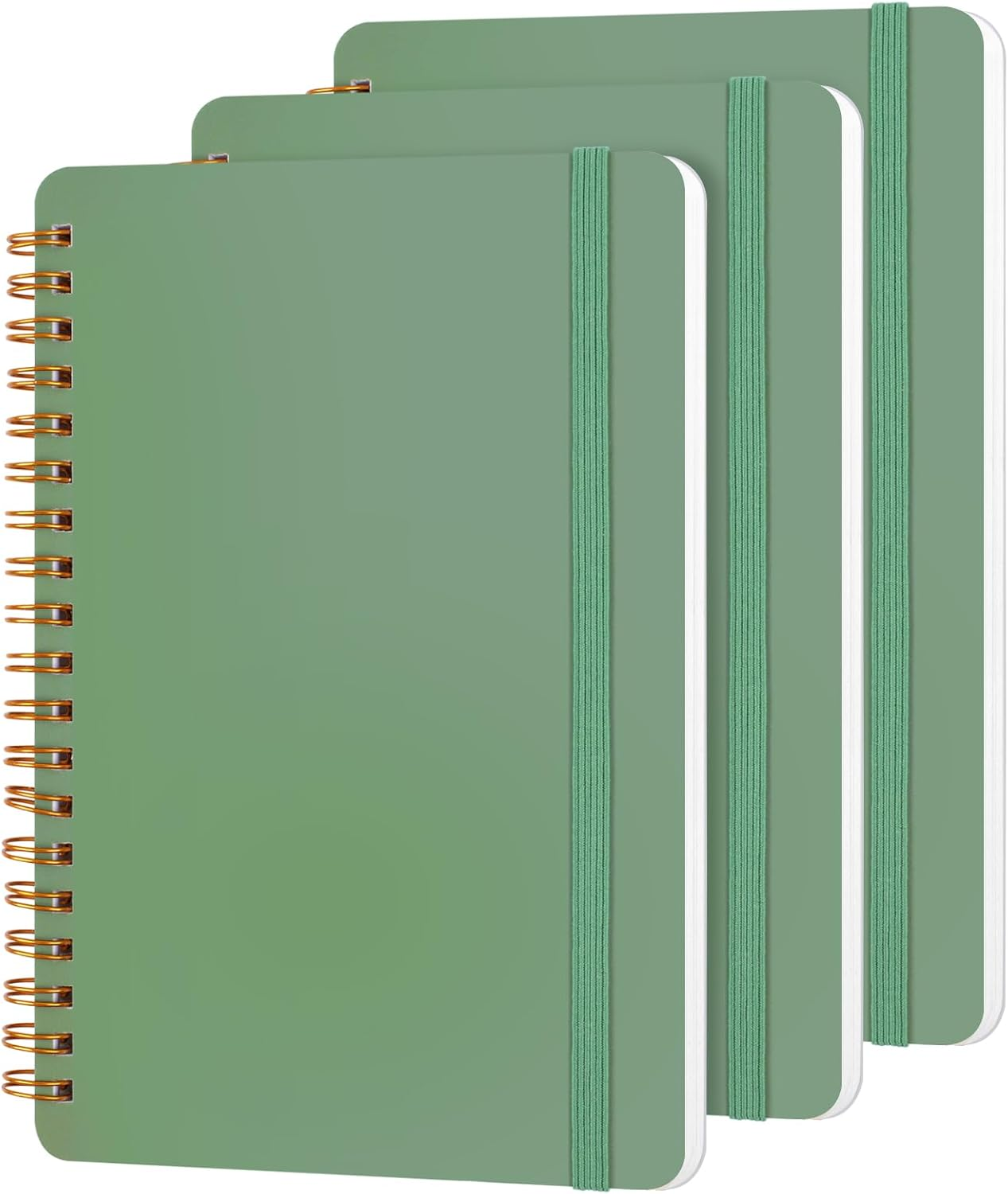 3 PCS Small Spiral Notebook 5x7, Notebooks for Note Taking, Green Spiral Journal Notebook, Work Notebook Small Notebooks 5x7 with Strap, Cute Notebooks for Women 70 Sheets/Note Books