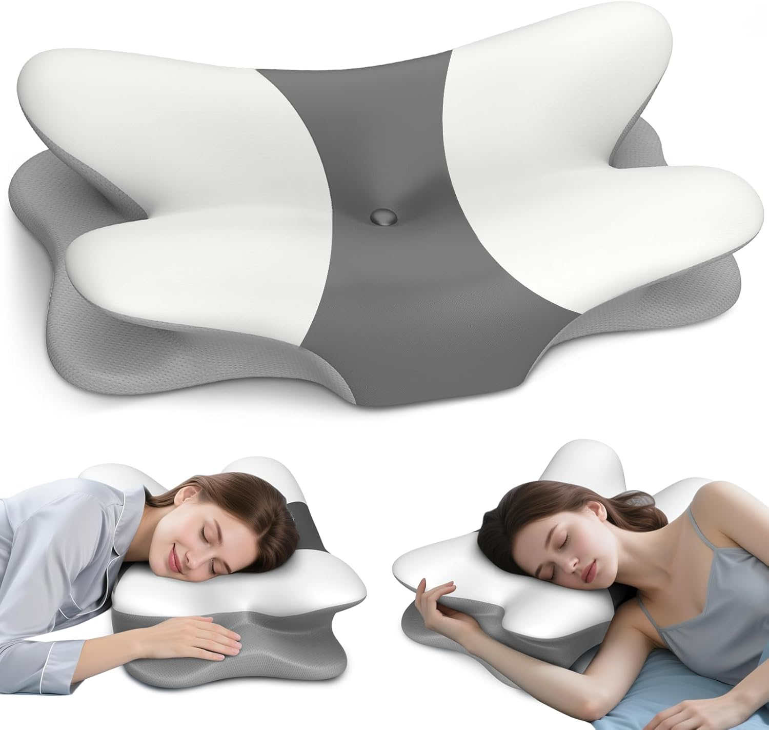 Cervical Neck Pillow for Pain Relief - Ergonomic Side Sleeper Pillow for Neck Support, Cooling Memory Foam Pillows for Sleeping, Contour Pillow Orthopedic Bed Pillow for Back Stomach Sleepers
