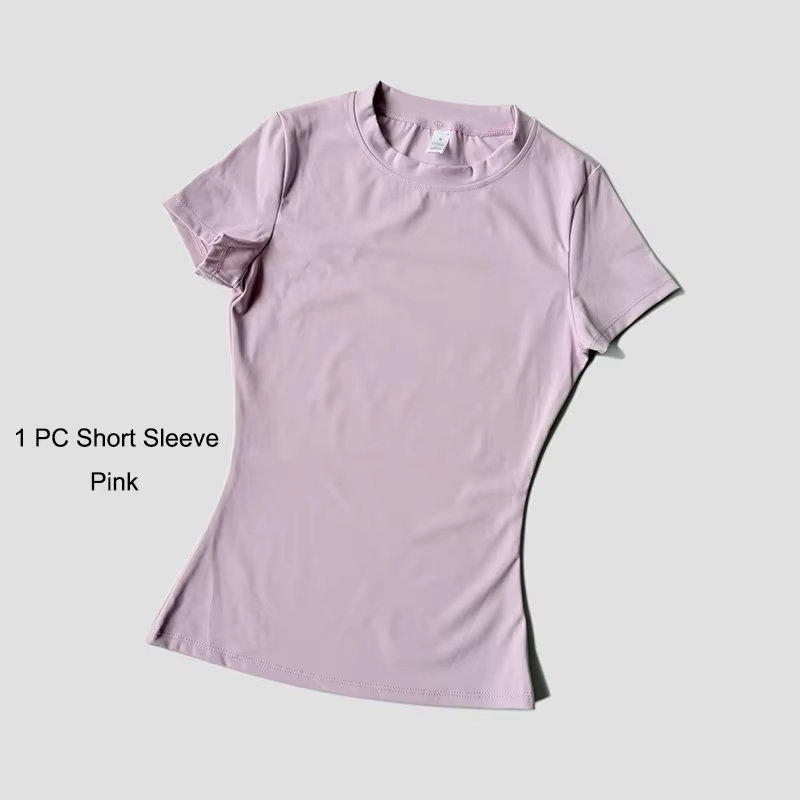 Quick-Drying Gym Leggings Set Sport Suit Short Sleeve Breathable Stretchy Slim Fitness Active Top Tight Gym Set